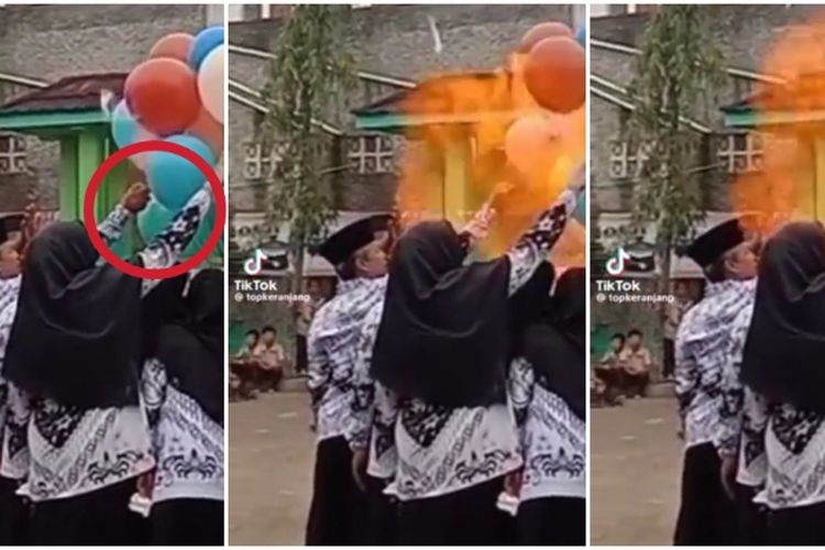 Viral Video Balon Gas Meledak di Hari Guru